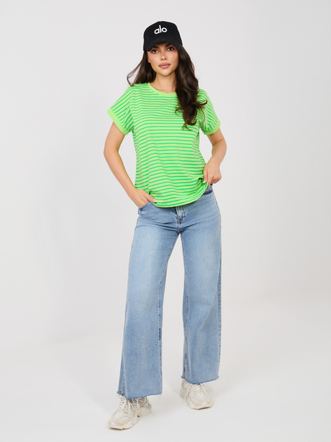 Jasnozielony bawełniany t-shirt z okrągłym dekoltem