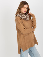 Hurt Ciemnobeżowo-jasnobeżowy zimowy komin we wzory