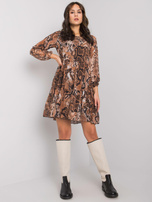 Czarno-brązowa sukienka z printem Loxley RUE PARIS