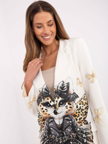 Hurt Kremowa jednorzędowa marynarka z nadrukiem 