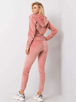 Brudnoróżowy komplet welurowy Melody