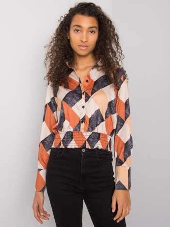 Schwarz-beige gemusterte Bluse Grizella.