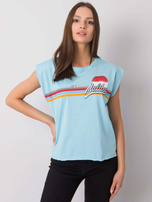 Jasnoniebieski t-shirt z nadrukiem Malibu