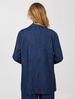 Granatowa jeansowa marynarka z kieszeniami RUE PARIS 