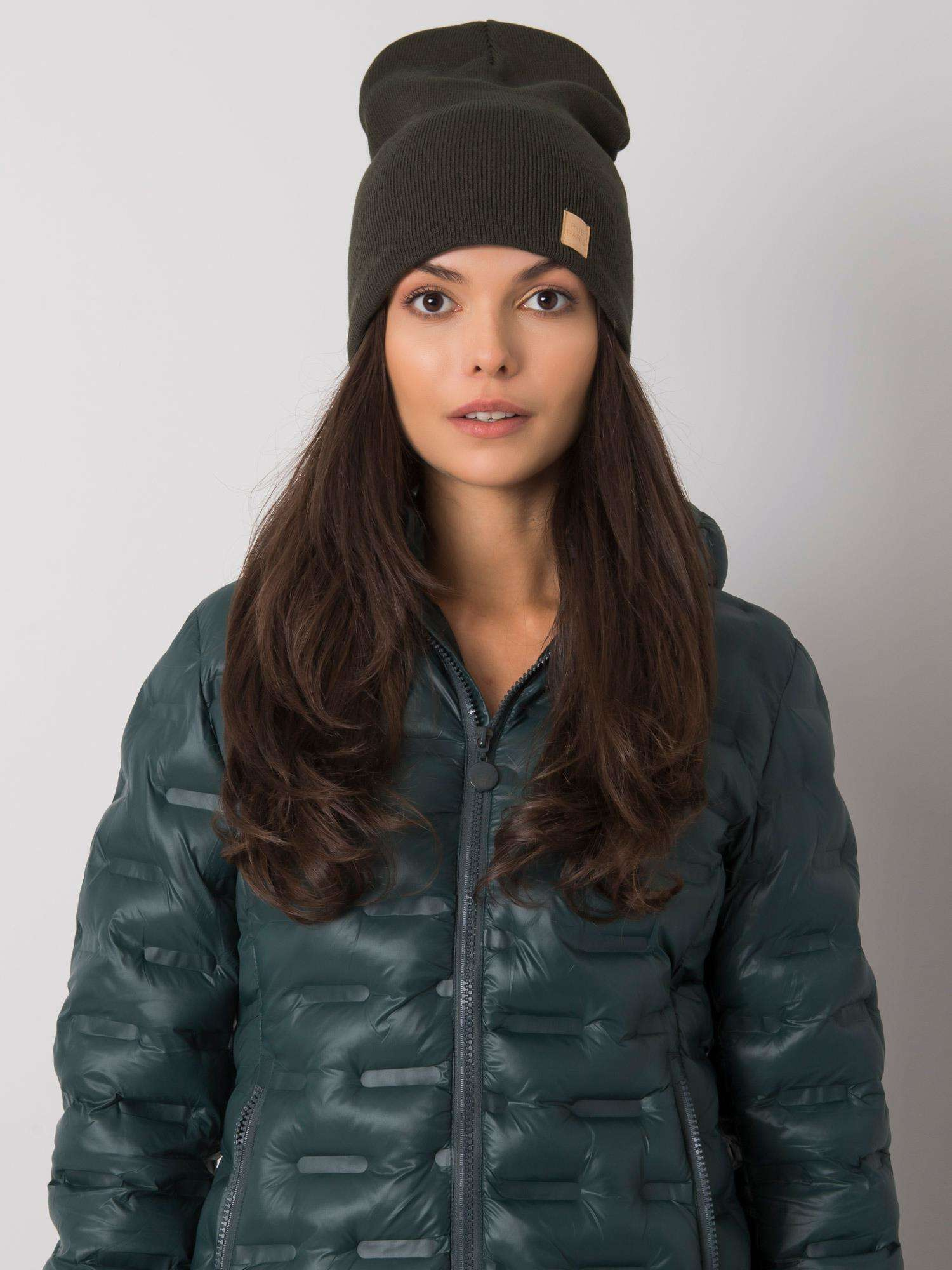 Damen Khaki Beanie-Mütze.