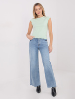 Jasnozielony damski top basic z wiskozy