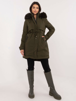 Hurtownia Khaki zimowa kurtka parka z kapturem