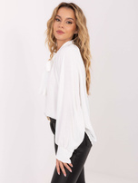 Biała koszulowa bluzka z wiązaniem