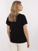 Black women's short-sleeve blouse.