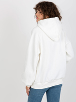 Hurt Ecru dresowa bluza oversize kangurka z napisami 