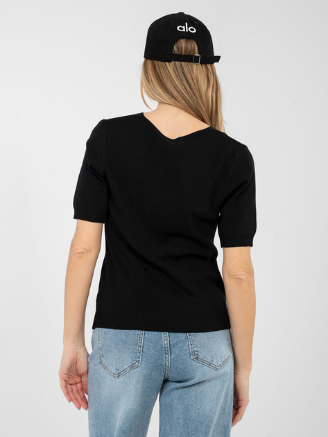 Czarny klasyczny sweter z krótkim rękawem