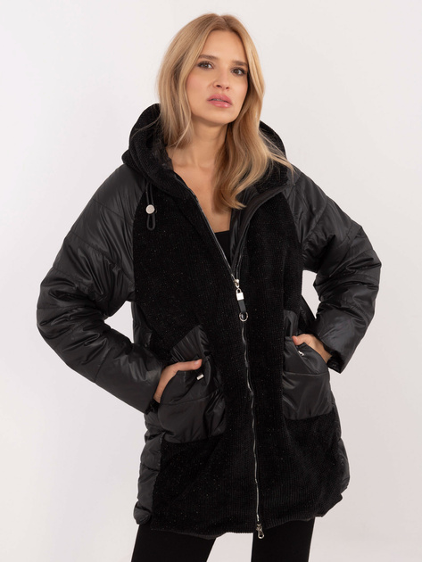 Hurtownia Czarna przejściowa kurtka z kapturem