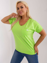 Hurt Jasnozielona damska bluzka plus size z kieszonką