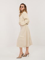 Beżowa sztruksowa spódnica ze ściągaczami RUE PARIS  