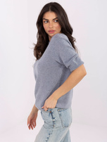 Szary damski sweter basic ze ściągaczami