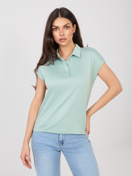 Pistacjowa koszulka polo z domieszką wiskozy SUBLEVEL