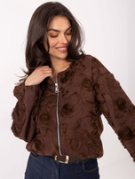 Brązowa  kurtka bomberka z aplikacją 3D RUE PARIS 