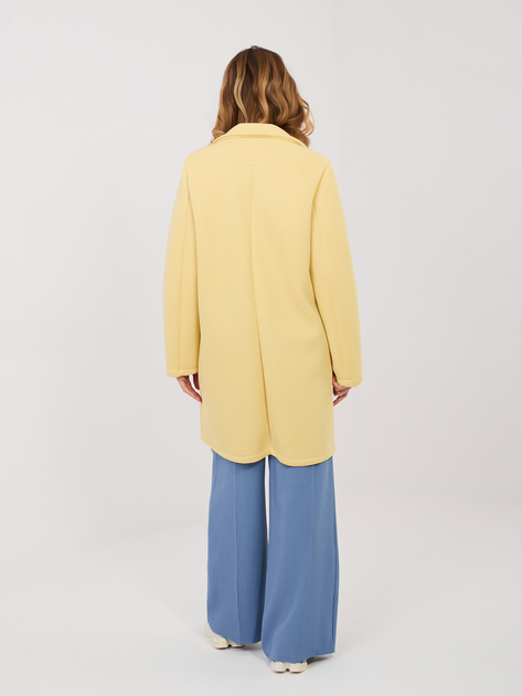 Pastelowy żółty przejściowy płaszcz z broszką RUE PARIS