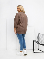 Tmavě béžová bavlněná blůza plus size.