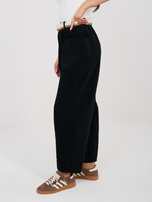 Czarne sztruksowe spodnie ze zwężaną nogawką RUE PARIS