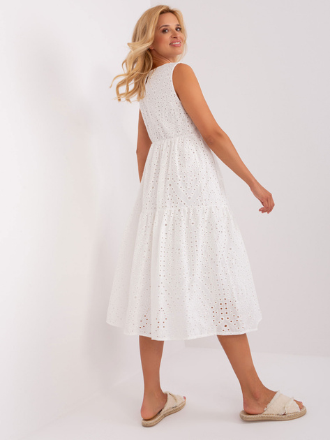 Hurt Biała ażurowa sukienka z falbaną OCH BELLA