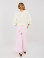 Jasnoróżowe jeansowe spodnie od kompletu RUE PARIS 