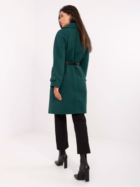Ciemnozielony płaszcz z kieszeniami RUE PARIS