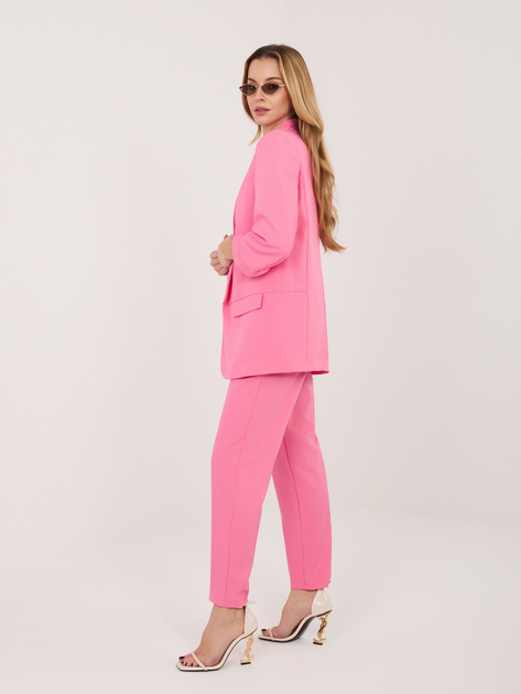 Różowy damski garnitur z marynarką bez zapięcia RUE PARIS