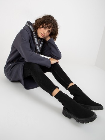 Hurt Grafitowa długa dresowa bluza rozpinana oversize