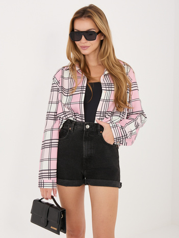 Jasnoróżowa rozpinana koszula w kratę