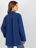 Hurt Ciemnoniebieska wełniana koszula wierzchnia z kieszeniami