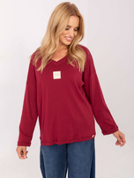 Bordowa bluzka oversize z dekoltem V