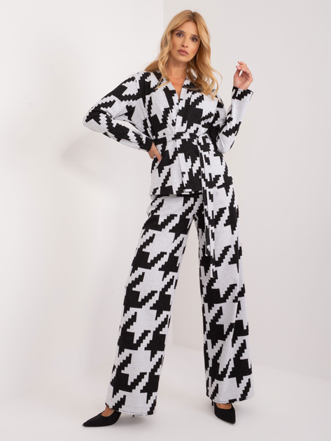 Hurt Szaro-czarny damski komplet casualowy w pepitkę