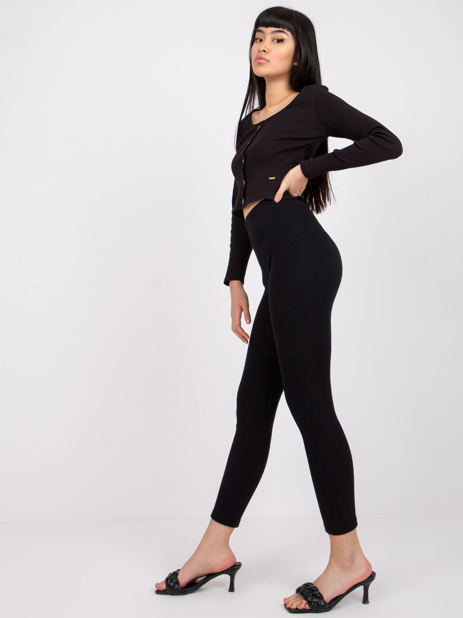 Schwarze gestreifte Leggings Caviana RUE PARIS.