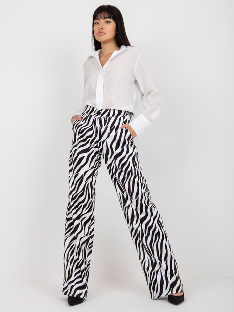 Hurt Czarno-białe szerokie spodnie z materiału w zebrę