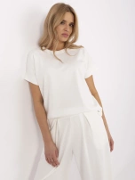 Ecru bluzka basic z okrągłym dekoltem