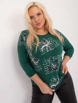 Hurt Ciemnozielona bluzka plus size ze ściągaczami