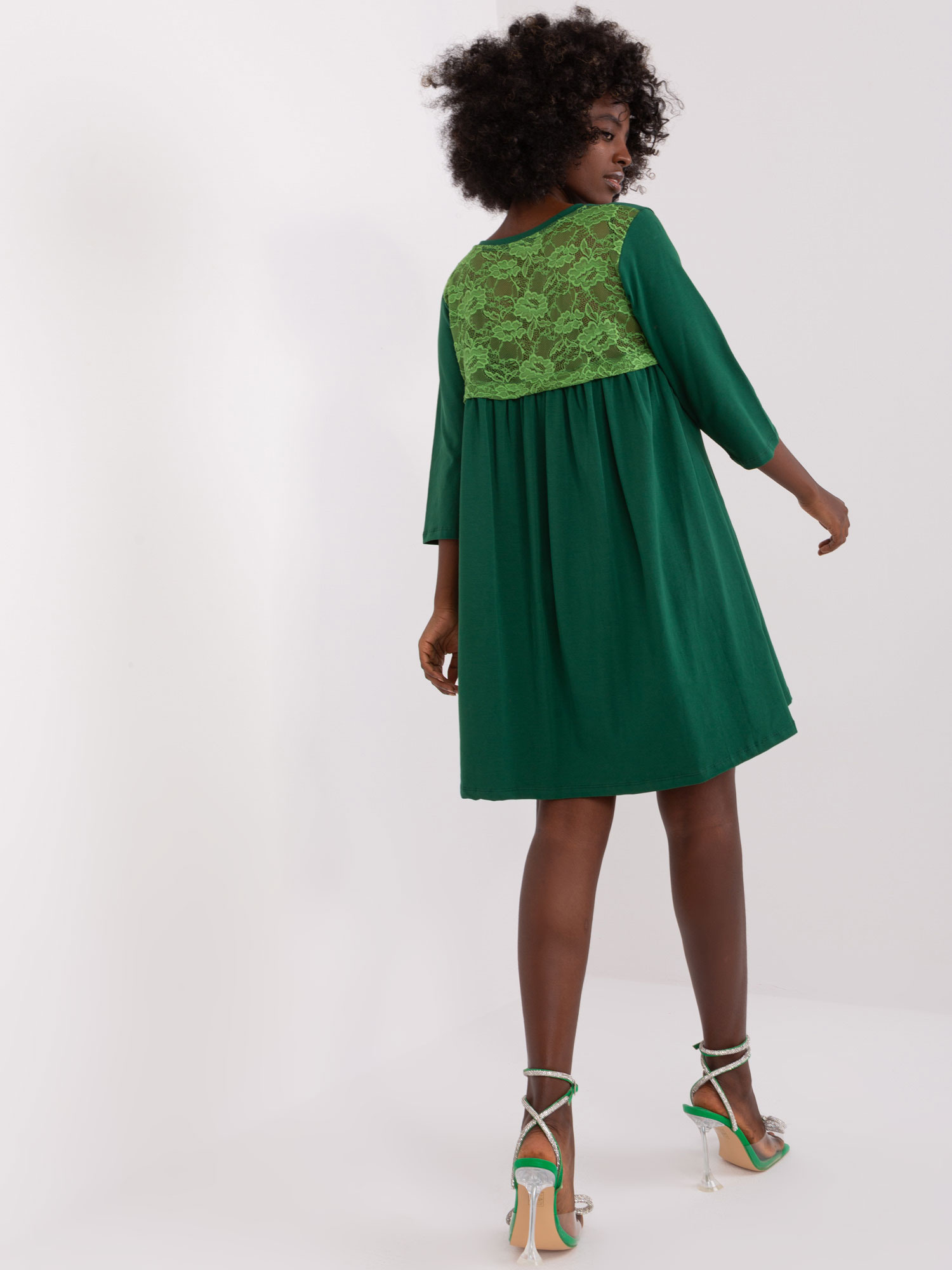 Hurt Dark Green Women's Dress with Lace RUE PARIS