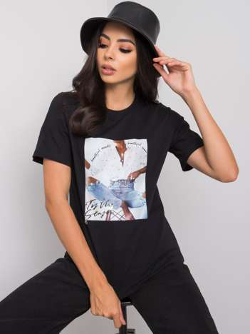 Czarny t-shirt z aplikacją Aya