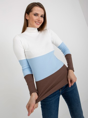 Hurt Ecru - light blue basic turtleneck ribbed blouse.