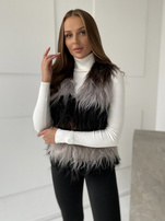 Czarno-szara damska kamizelka futrzana Romi