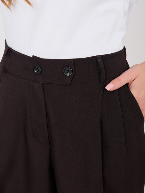 Czekoladowe szerokie spodnie z materiału RUE PARIS