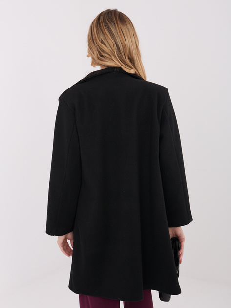 Czarny elegancki płaszcz z kieszeniami