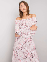 Schmutzig rosa Off-Shoulder-Kleid Adaline RUE PARIS.