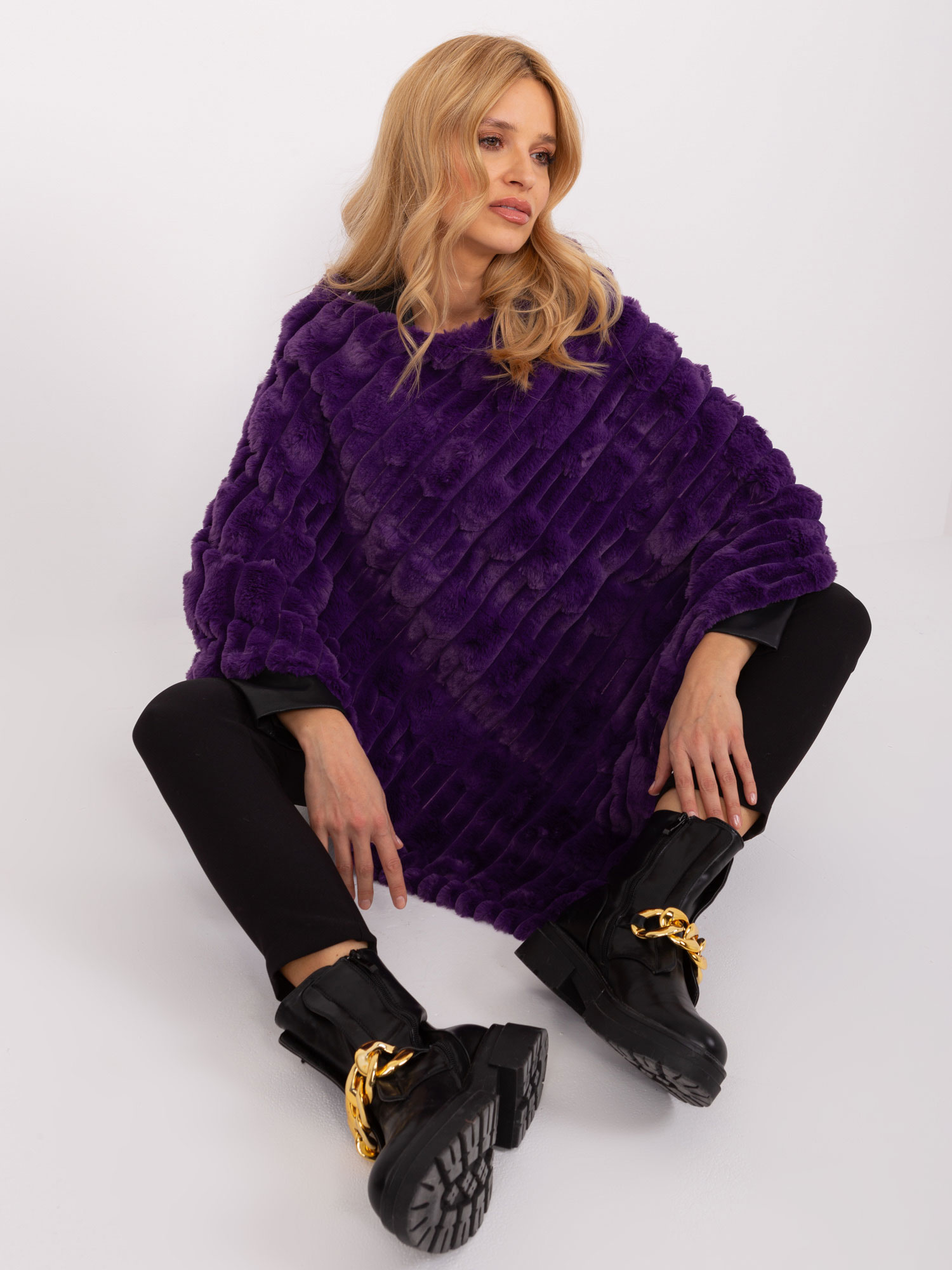 Hurt Tamsiai violetinė elegantiška moteriška pončo