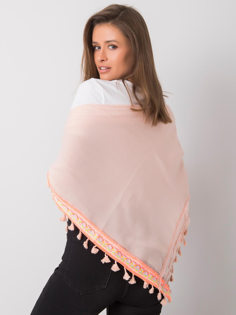Jasnoróżowa chusta z ozdobnym wykończeniem