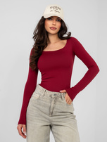 Bordový longsleeve basic z bavlny RUE PARIS.