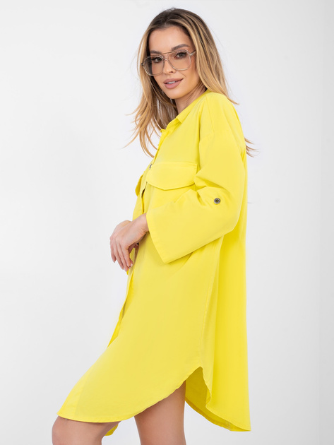 Żółta sukienka szmizjerka z kołnierzykiem RUE PARIS