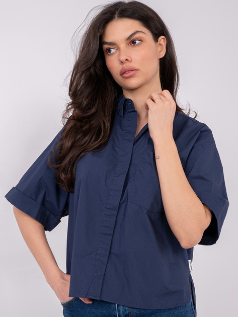 Granatowa koszula oversize z bawełny SUBLEVEL