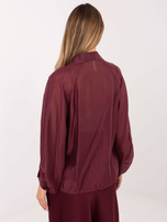 Burgundowa przezroczysta koszula z kołnierzykiem 